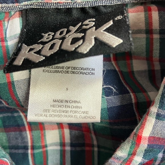 Boys Rock Plaid Button Down Shirt - Red, Green, Blue - Picture 16 of 16